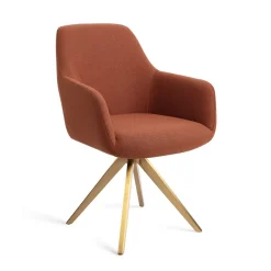 Jesper Home Beige Eetkamerstoelen|Draaibare Eetkamerstoelen|Draaibare Eetkamerstoel Hiroo Turn Gold