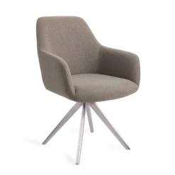 Jesper Home Beige Eetkamerstoelen|Draaibare Eetkamerstoelen|Draaibare Eetkamerstoel Hiroo Turn Steel
