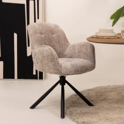 Tower Living Draaibare Eetkamerstoelen|Eetkamerstoelen Met Armleuning|Draaibare Eetkamerstoel Isola Geweven stof