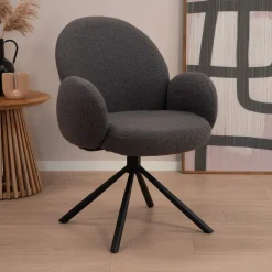 Tower Living Beige Eetkamerstoelen|Eetkamerstoelen Bouclé / Teddy|Draaibare Eetkamerstoel Imola Bouclé
