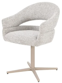 Livingfurn Beige Eetkamerstoelen|Draaibare Eetkamerstoelen|Draaibare Eetkamerstoel Jade Geweven stof, kleur Naturel Beige