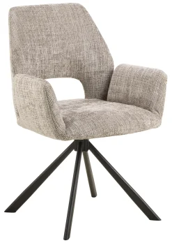 Bendt Draaibare Eetkamerstoelen|Eetkamerstoelen Met Armleuning|Draaibare Eetkamerstoel Jessen Structuurstof, kleur Grijs