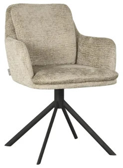LABEL51 Beige Eetkamerstoelen|Draaibare Eetkamerstoelen|Draaibare Eetkamerstoel Joy Elegance stof, kleur Beige