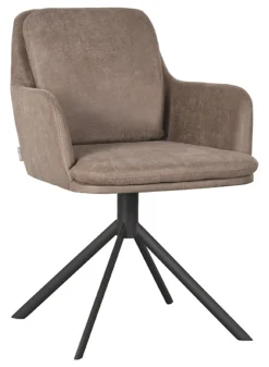 LABEL51 Draaibare Eetkamerstoelen|Eetkamerstoelen Met Armleuning|Draaibare Eetkamerstoel Joy Micro Suede, kleur Taupe