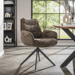 LifestyleFurn Chenille Eetkamerstoelen|Beige Eetkamerstoelen|Draaibare Eetkamerstoel Kristee Chenille
