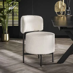 LifestyleFurn Eetkamerstoelen Bouclé / Teddy|Eetkamerstoelen Zonder Armleuning|Draaibare Eetkamerstoel Karlita Bouclé