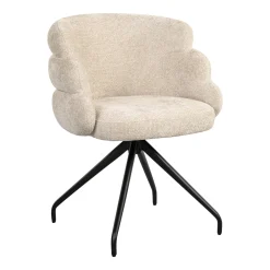 Richmond Interiors Chenille Eetkamerstoelen|Beige Eetkamerstoelen|Draaibare Eetkamerstoel Kayla Chenille, kleur Crème Cru00e8me