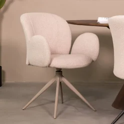 LABEL51 Eetkamerstoelen Bouclé / Teddy|Draaibare Eetkamerstoelen|Draaibare Eetkamerstoel Kimball Bouclé