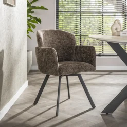 LifestyleFurn Draaibare Eetkamerstoelen|Eetkamerstoelen Met Armleuning|Draaibare Eetkamerstoel Katurah Geweven stof