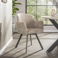 LifestyleFurn Draaibare Eetkamerstoelen|Eetkamerstoelen Met Armleuning|Draaibare Eetkamerstoel Katurah Geweven stof
