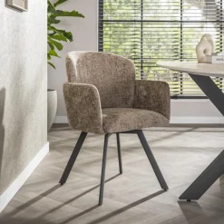LifestyleFurn Draaibare Eetkamerstoelen|Eetkamerstoelen Met Armleuning|Draaibare Eetkamerstoel Katurah Geweven stof