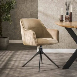 LifestyleFurn Eetkamerstoelen Velvet / Fluweel|Beige Eetkamerstoelen|Draaibare Eetkamerstoel Lavonne Velvet