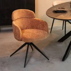 LABEL51 Draaibare Eetkamerstoelen|Eetkamerstoelen Met Armleuning|Draaibare Eetkamerstoel Levi Elite stof
