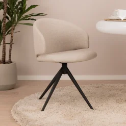 Sohome Beige Eetkamerstoelen|Draaibare Eetkamerstoelen|Draaibare Eetkamerstoel Layla kleur Beige