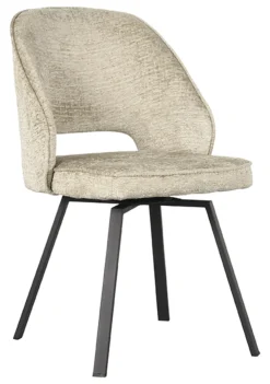 LABEL51 Beige Eetkamerstoelen|Draaibare Eetkamerstoelen|Draaibare Eetkamerstoel Lewis Elegance stof