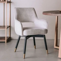 Tower Living Eetkamerstoelen Velvet / Fluweel|Beige Eetkamerstoelen|Draaibare Eetkamerstoel Lenno Velvet