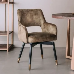 Tower Living Eetkamerstoelen Velvet / Fluweel|Beige Eetkamerstoelen|Draaibare Eetkamerstoel Lenno Velvet