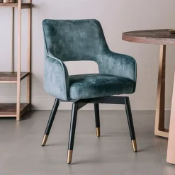 Tower Living Eetkamerstoelen Velvet / Fluweel|Beige Eetkamerstoelen|Draaibare Eetkamerstoel Lenno Velvet