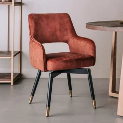 Tower Living Eetkamerstoelen Velvet / Fluweel|Beige Eetkamerstoelen|Draaibare Eetkamerstoel Lenno Velvet