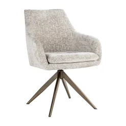 Richmond Interiors Chenille Eetkamerstoelen|Beige Eetkamerstoelen|Draaibare Eetkamerstoel Lisonne Chenille, kleur Beige