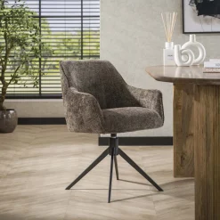 LifestyleFurn Beige Eetkamerstoelen|Draaibare Eetkamerstoelen|Draaibare Eetkamerstoel Lavonne Chenille
