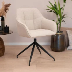 Sohome Beige Eetkamerstoelen|Draaibare Eetkamerstoelen|Draaibare Eetkamerstoel Loa