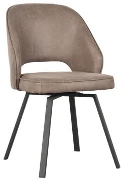 LABEL51 Draaibare Eetkamerstoelen|Eetkamerstoelen Zonder Armleuning|Draaibare Eetkamerstoel Lewis Micro Suede, kleur Taupe