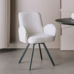 Tower Living Beige Eetkamerstoelen|Eetkamerstoelen Bouclé / Teddy|Draaibare Eetkamerstoel Livo Bouclé