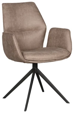 LABEL51 Draaibare Eetkamerstoelen|Eetkamerstoelen Met Armleuning|Draaibare Eetkamerstoel Mellow Micro Suede, kleur Taupe
