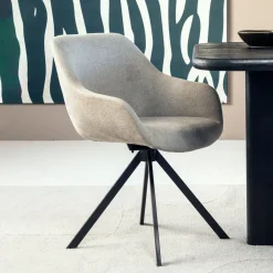Eleonora Beige Eetkamerstoelen|Draaibare Eetkamerstoelen|Draaibare Eetkamerstoel Mamé