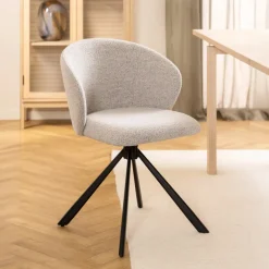Bendt Beige Eetkamerstoelen|Eetkamerstoelen Zonder Armleuning|Draaibare Eetkamerstoel Marranda Stof Beige
