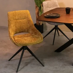 LABEL51 Beige Eetkamerstoelen|Draaibare Eetkamerstoelen|Draaibare Eetkamerstoel Marlow Elite stof