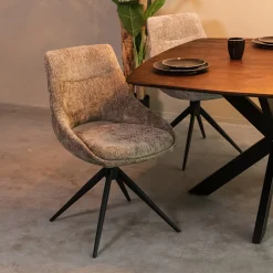LABEL51 Beige Eetkamerstoelen|Draaibare Eetkamerstoelen|Draaibare Eetkamerstoel Marlow Elite stof