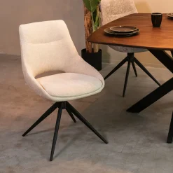 LABEL51 Beige Eetkamerstoelen|Draaibare Eetkamerstoelen|Draaibare Eetkamerstoel Marlow Elite stof
