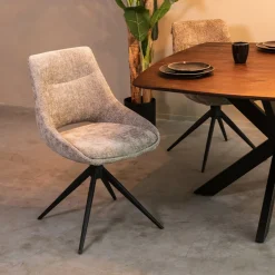 LABEL51 Beige Eetkamerstoelen|Draaibare Eetkamerstoelen|Draaibare Eetkamerstoel Marlow Elite stof