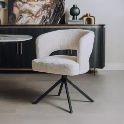 Tower Living Chenille Eetkamerstoelen|Eetkamerstoelen Met Armleuning|Draaibare Eetkamerstoel Mura Chenille