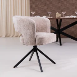 Tower Living Chenille Eetkamerstoelen|Eetkamerstoelen Met Armleuning|Draaibare Eetkamerstoel Mura Chenille
