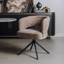 Tower Living Chenille Eetkamerstoelen|Eetkamerstoelen Met Armleuning|Draaibare Eetkamerstoel Mura Chenille