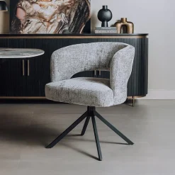 Tower Living Chenille Eetkamerstoelen|Eetkamerstoelen Met Armleuning|Draaibare Eetkamerstoel Mura Chenille