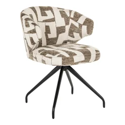 Richmond Interiors Draaibare Eetkamerstoelen|Eetkamerstoelen Met Armleuning|Draaibare Eetkamerstoel Milly Graffic stof, kleur Moss