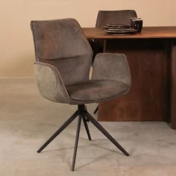 LABEL51 Draaibare Eetkamerstoelen|Eetkamerstoelen Met Armleuning|Draaibare Eetkamerstoel Mellow Cosmo stof, kleur Antraciet