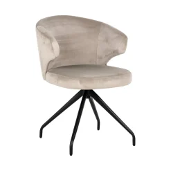 Richmond Interiors Eetkamerstoelen Velvet / Fluweel|Draaibare Eetkamerstoelen|Draaibare Eetkamerstoel Milly Velvet, kleur Khaki