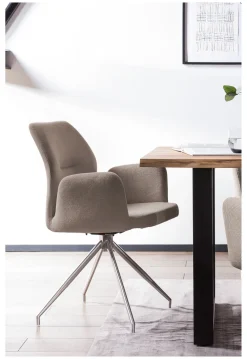 Artistiq Living Draaibare Eetkamerstoelen|Eetkamerstoelen Met Armleuning|Draaibare Eetkamerstoel Meika Structuurstof, kleur Bruin