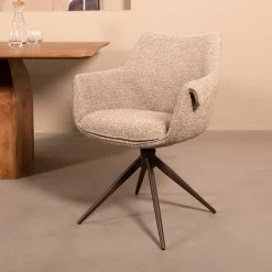 LABEL51 Eetkamerstoelen Bouclé / Teddy|Draaibare Eetkamerstoelen|Draaibare Eetkamerstoel Narumi Bouclé, kleur /Brons Mushroom