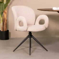 LABEL51 Eetkamerstoelen Bouclé / Teddy|Draaibare Eetkamerstoelen|Draaibare Eetkamerstoel Neo Bouclé