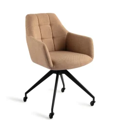 Jesper Home Beige Eetkamerstoelen|Draaibare Eetkamerstoelen|Draaibare Eetkamerstoel Noto Caster Black