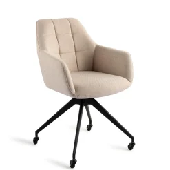 Jesper Home Beige Eetkamerstoelen|Draaibare Eetkamerstoelen|Draaibare Eetkamerstoel Noto Caster Black