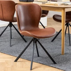 Bendt Eetkamerstoelen Met Leer Of Kunstleer|Draaibare Eetkamerstoelen|Draaibare Eetkamerstoel Olle PU, kleur Bruin