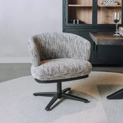 Tower Living Beige Eetkamerstoelen|Draaibare Eetkamerstoelen|Draaibare Eetkamerstoel Perca Lounge