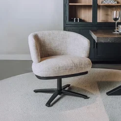 Tower Living Beige Eetkamerstoelen|Draaibare Eetkamerstoelen|Draaibare Eetkamerstoel Perca Lounge